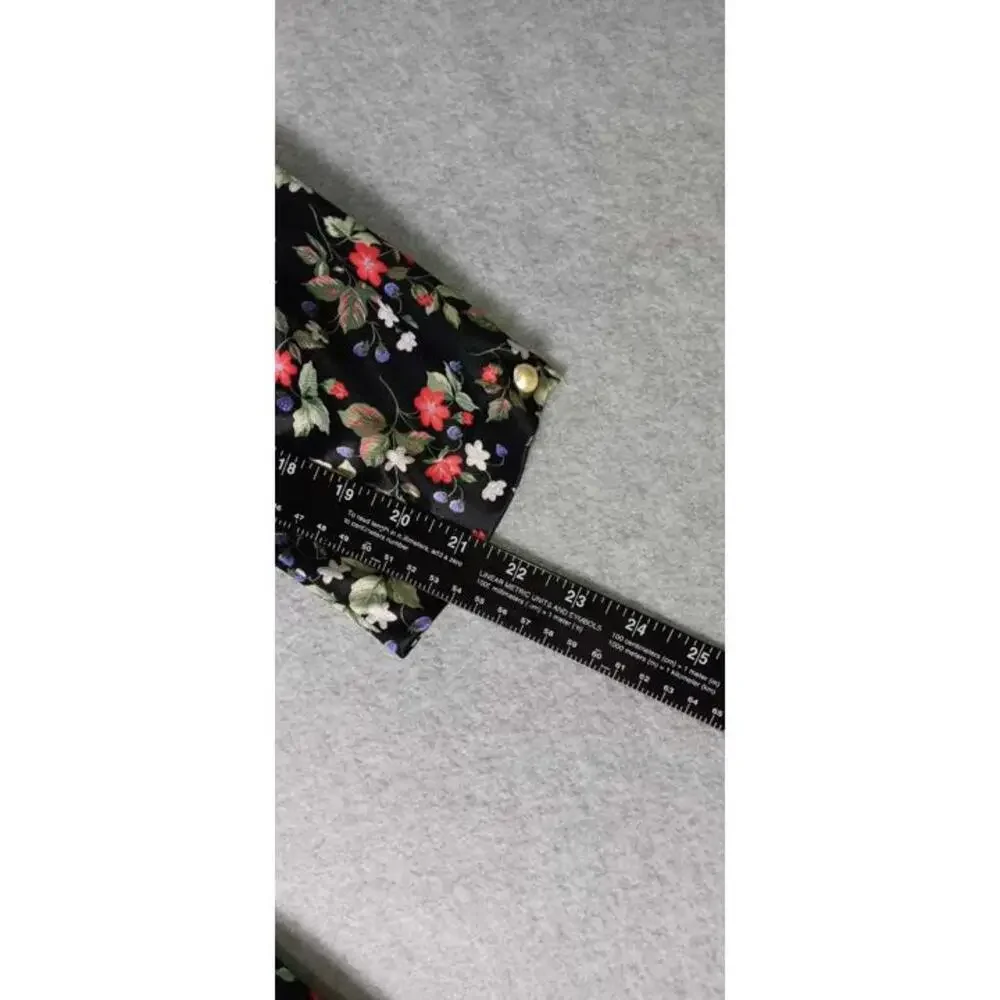 Homemade Grandmacore 3/4 Sleeve Midi Dress Womens Size Small Black Flowers... - Picture 9 of 10